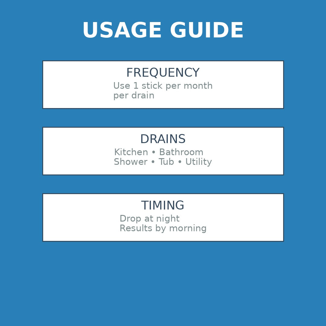 Premium Drain Cleaning Sticks - 12 Month Supply
